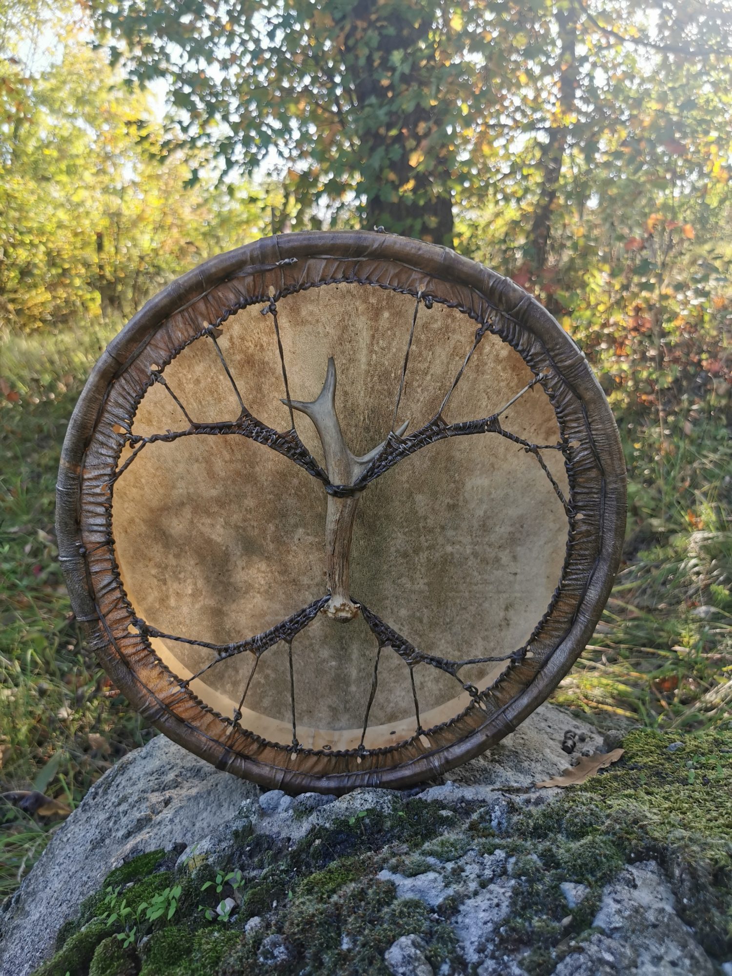 14" Red Deer Hide Shaman Drum - Traditional Shaman Drum - Medicine Drum - Travel Drum