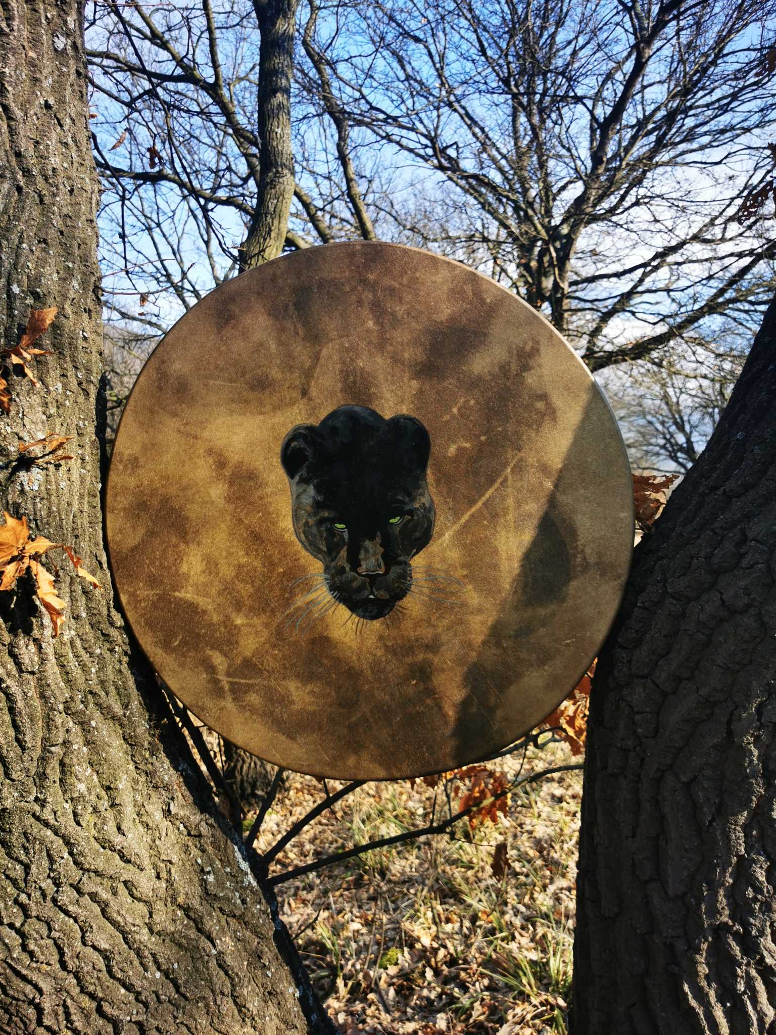 RESERVED-23" Handcrafted Shaman Drum - Deer Hide Shamanic Drum- Power Animals