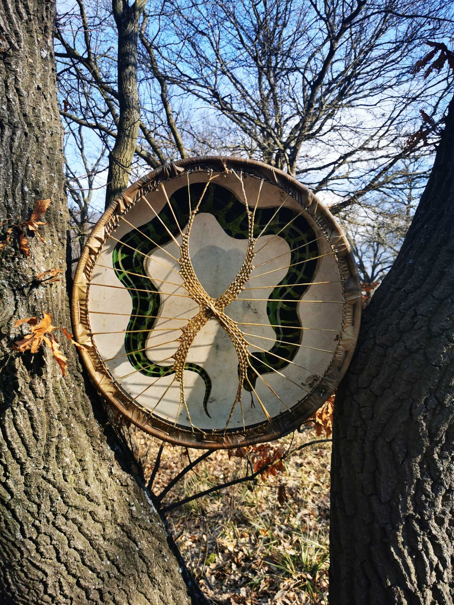 RESERVED-23" Handcrafted Shaman Drum - Deer Hide Shamanic Drum- Power Animals - Image 5