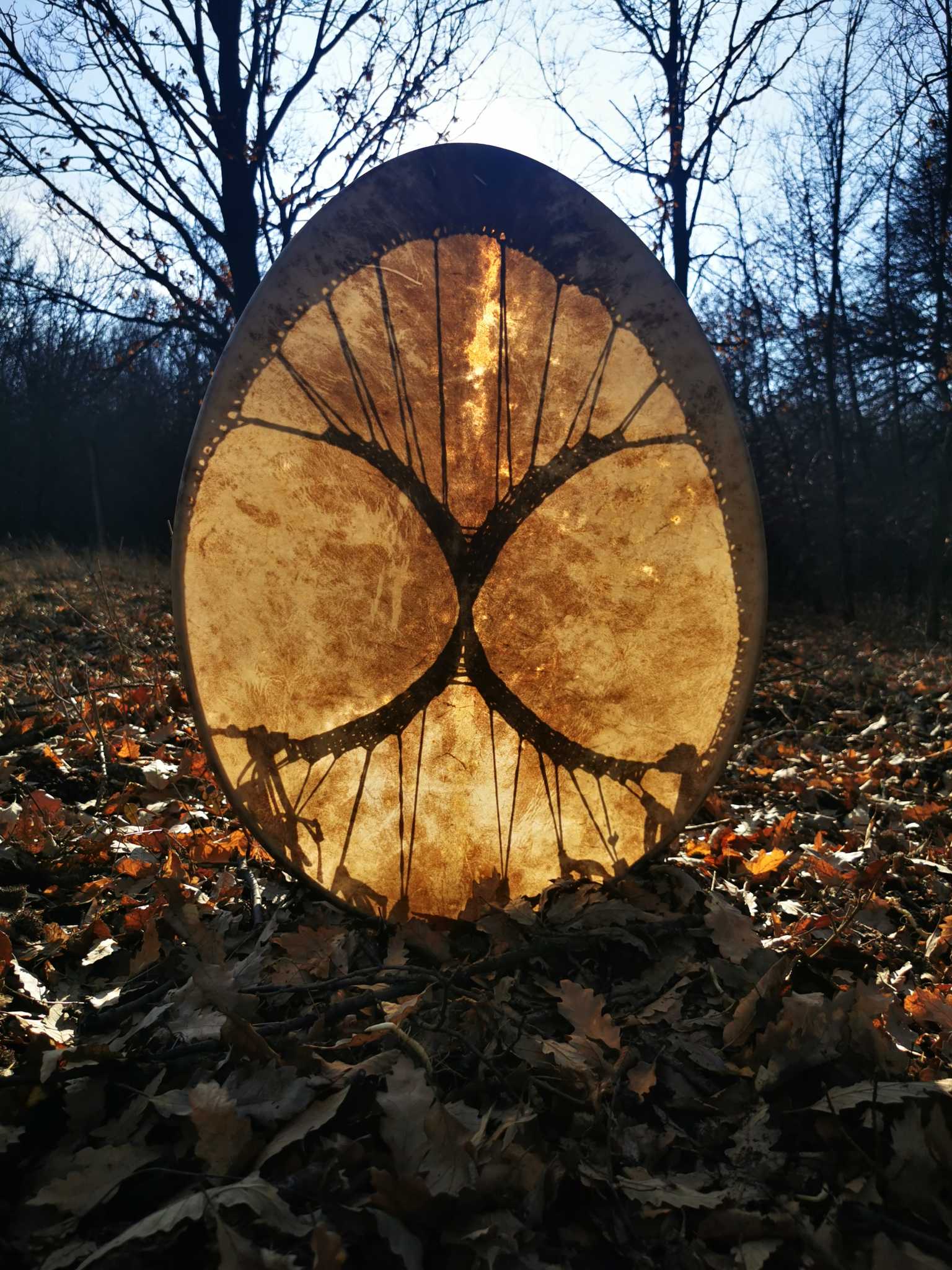 23" Handcrafted Shaman Drum - Deer Hide Shamanic Drum- Shamanic Tool - Saami Drum - Image 3