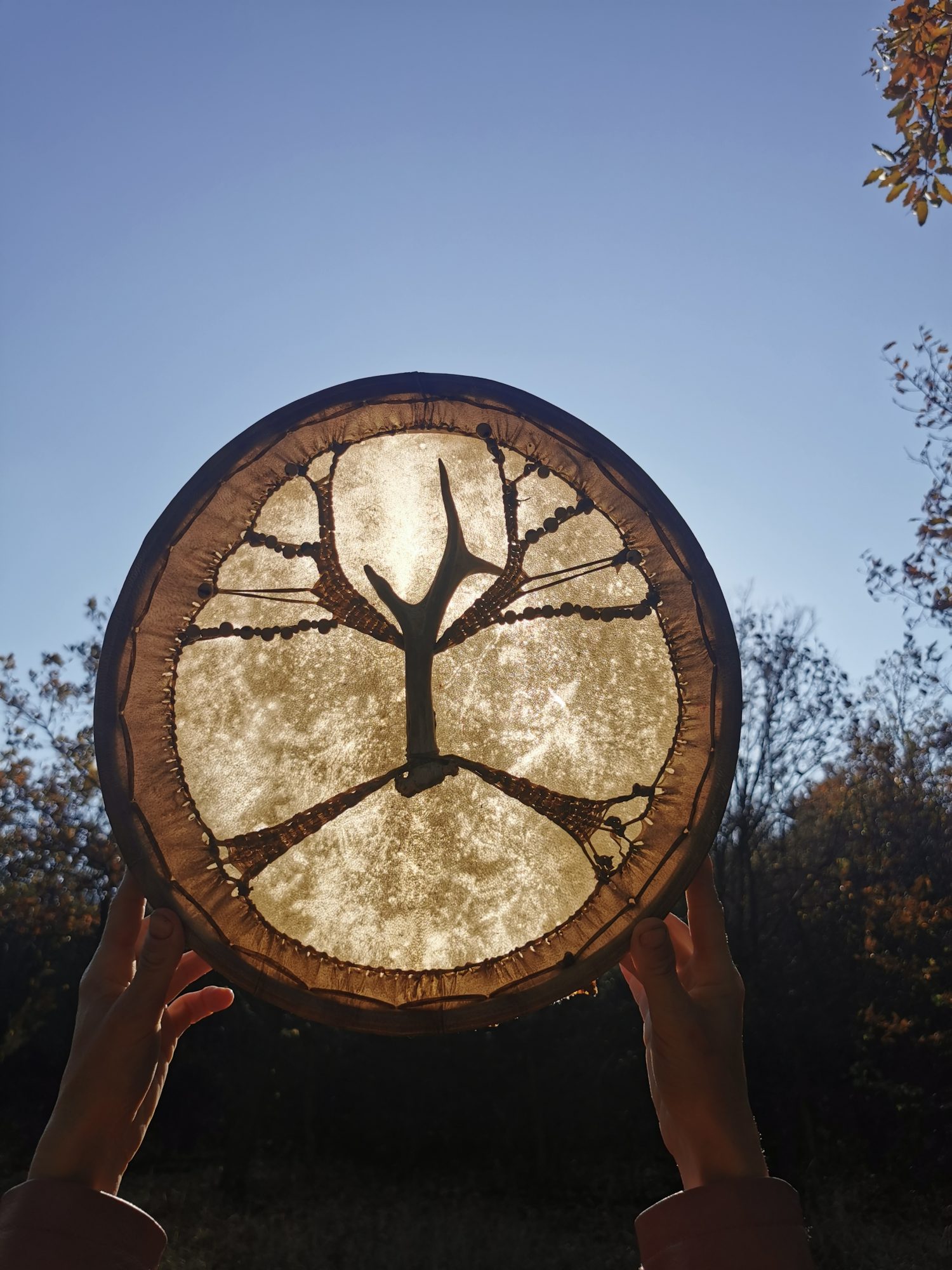 13" Goat Hide Shaman Drum - Traditional Shaman Drum - Medicine Drum - Travel Drum - Image 8