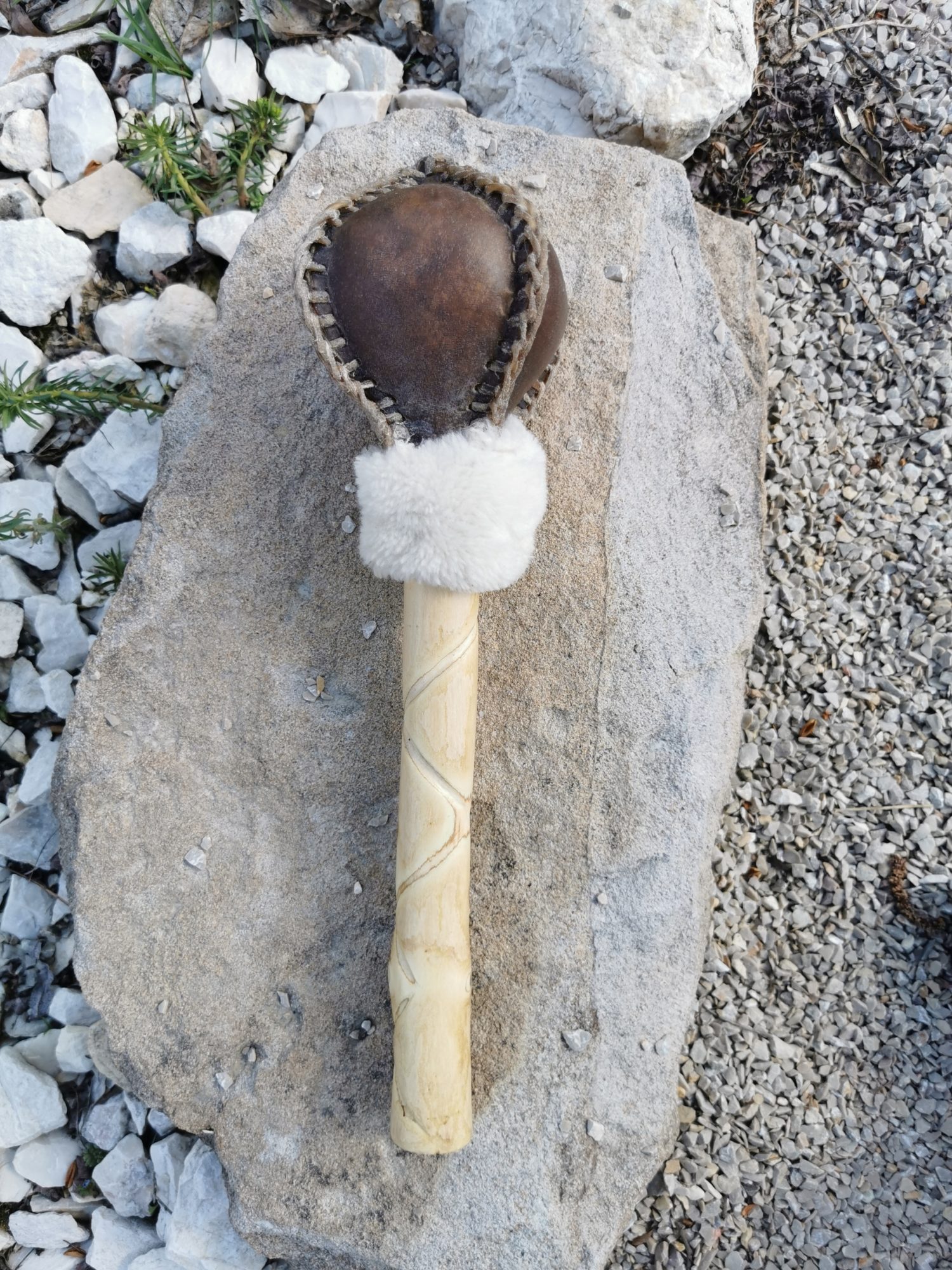 Shamanic Rattle - Shaker - Rawhide Rattle - Horse Hide Rattle - Shamanic tool - Shipping Included - Image 2