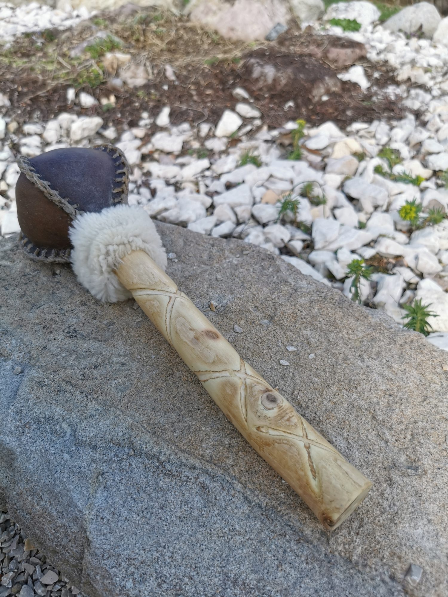 Shamanic Rattle - Shaker - Rawhide Rattle - Horse Hide Rattle - Shamanic tool - Shipping Included - Image 5