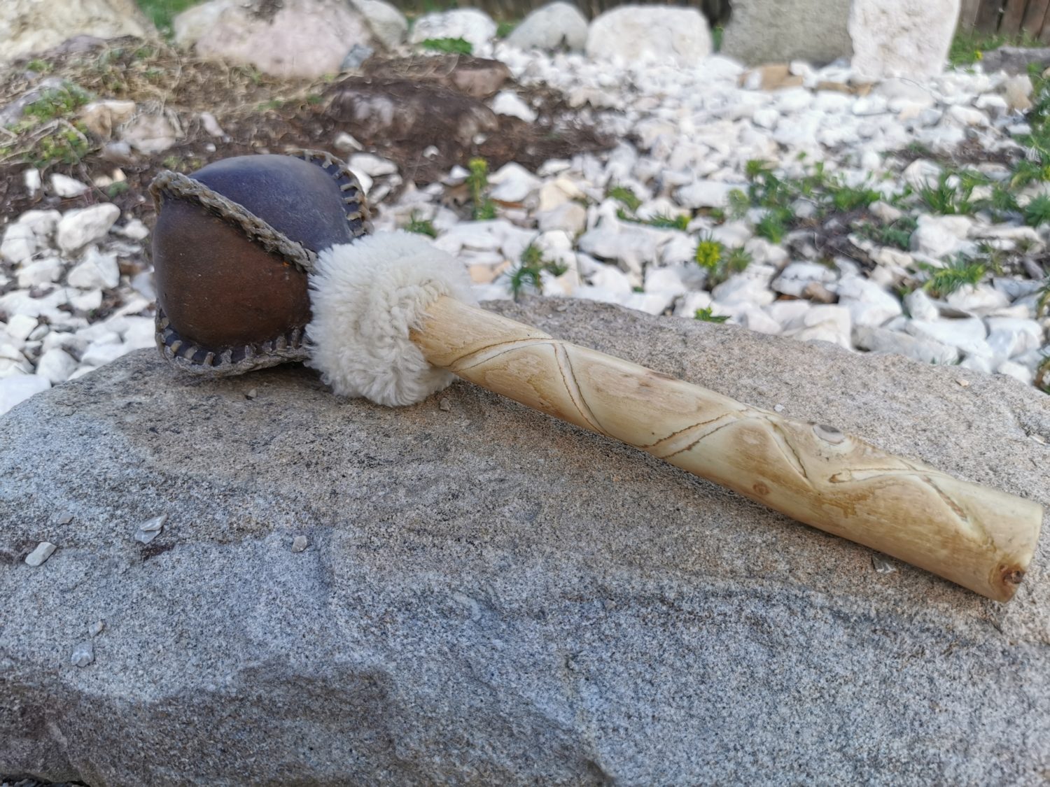 Shamanic Rattle - Shaker - Rawhide Rattle - Horse Hide Rattle - Shamanic tool - Shipping Included - Image 7