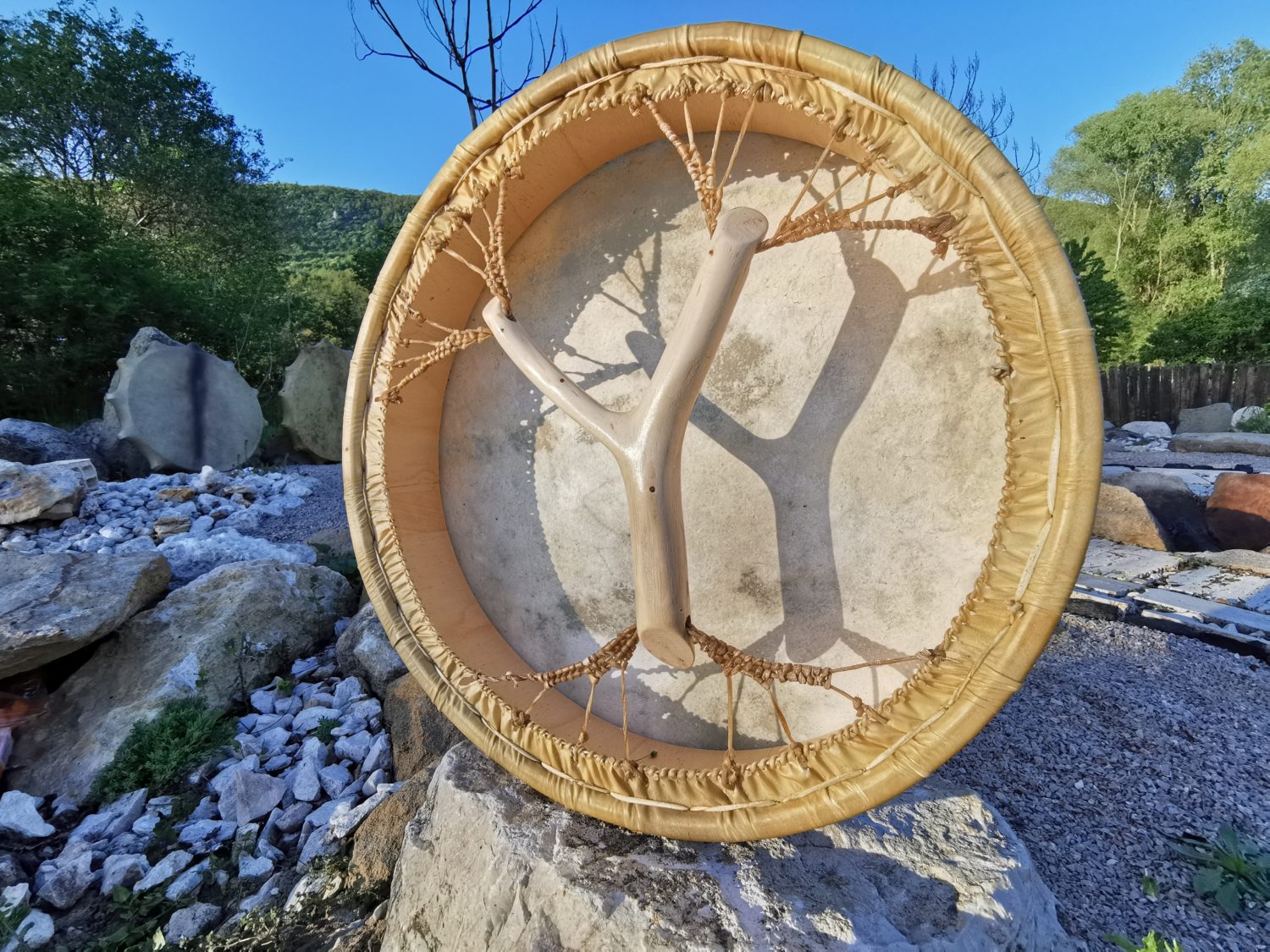 18" Handcrafted Shaman Drum - Goat Hide Shamanic Drum- Shamanic Tool - Image 3