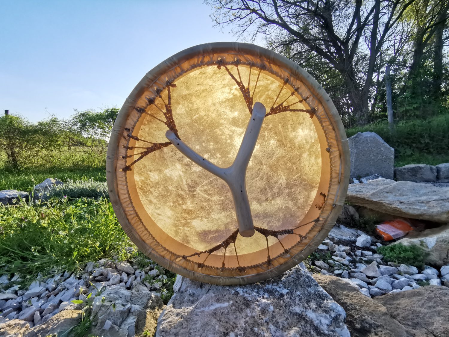 18" Handcrafted Shaman Drum - Goat Hide Shamanic Drum- Shamanic Tool