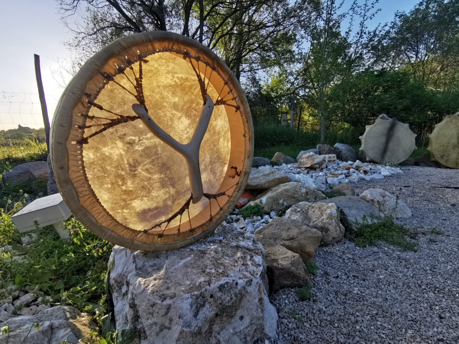 18" Handcrafted Shaman Drum - Goat Hide Shamanic Drum- Shamanic Tool - Image 9