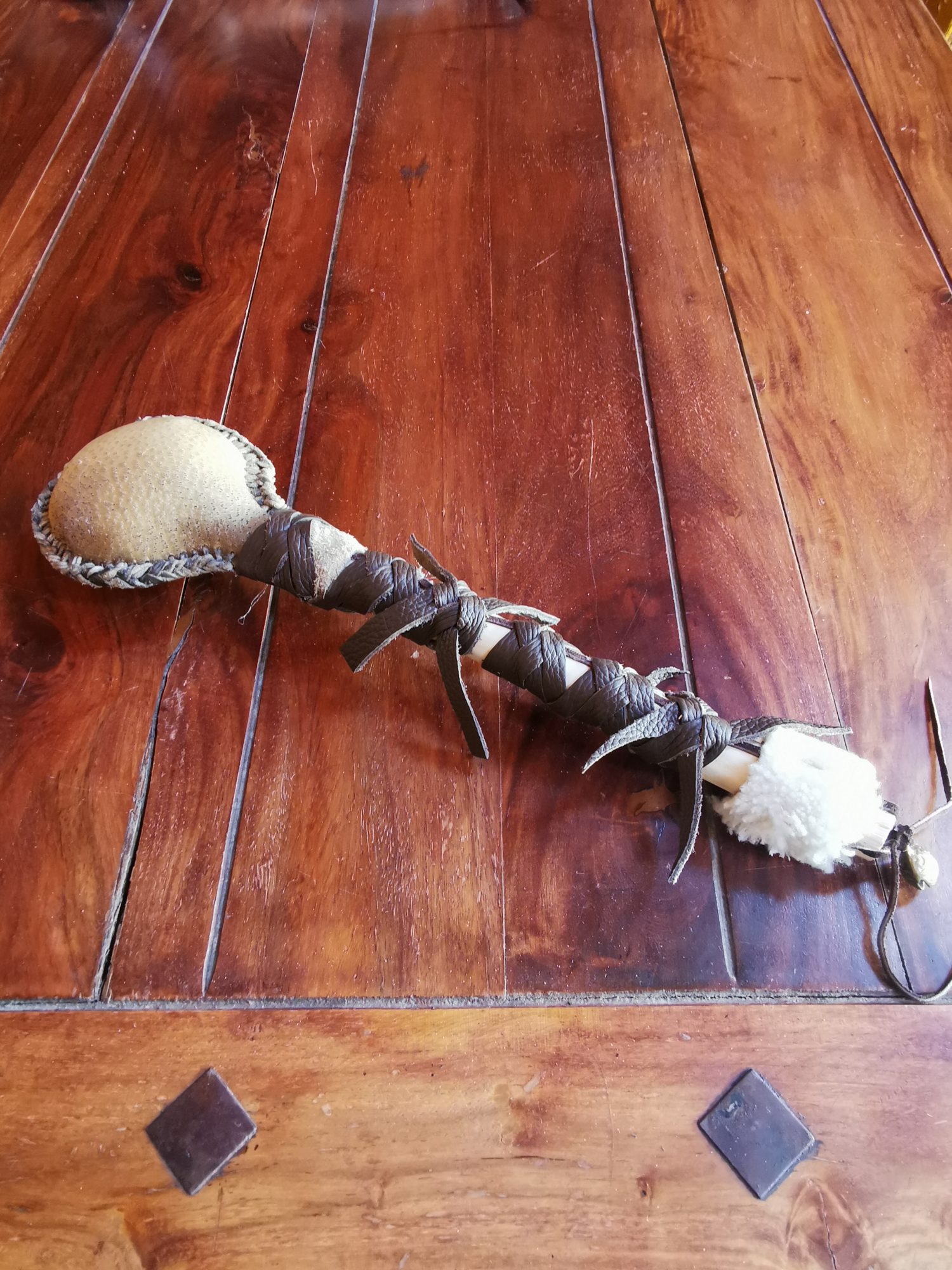 Shamanic Rattle - Shaker - Rawhide Rattle - Wild Boar Hide Rattle - Shamanic tool - Shipping Included