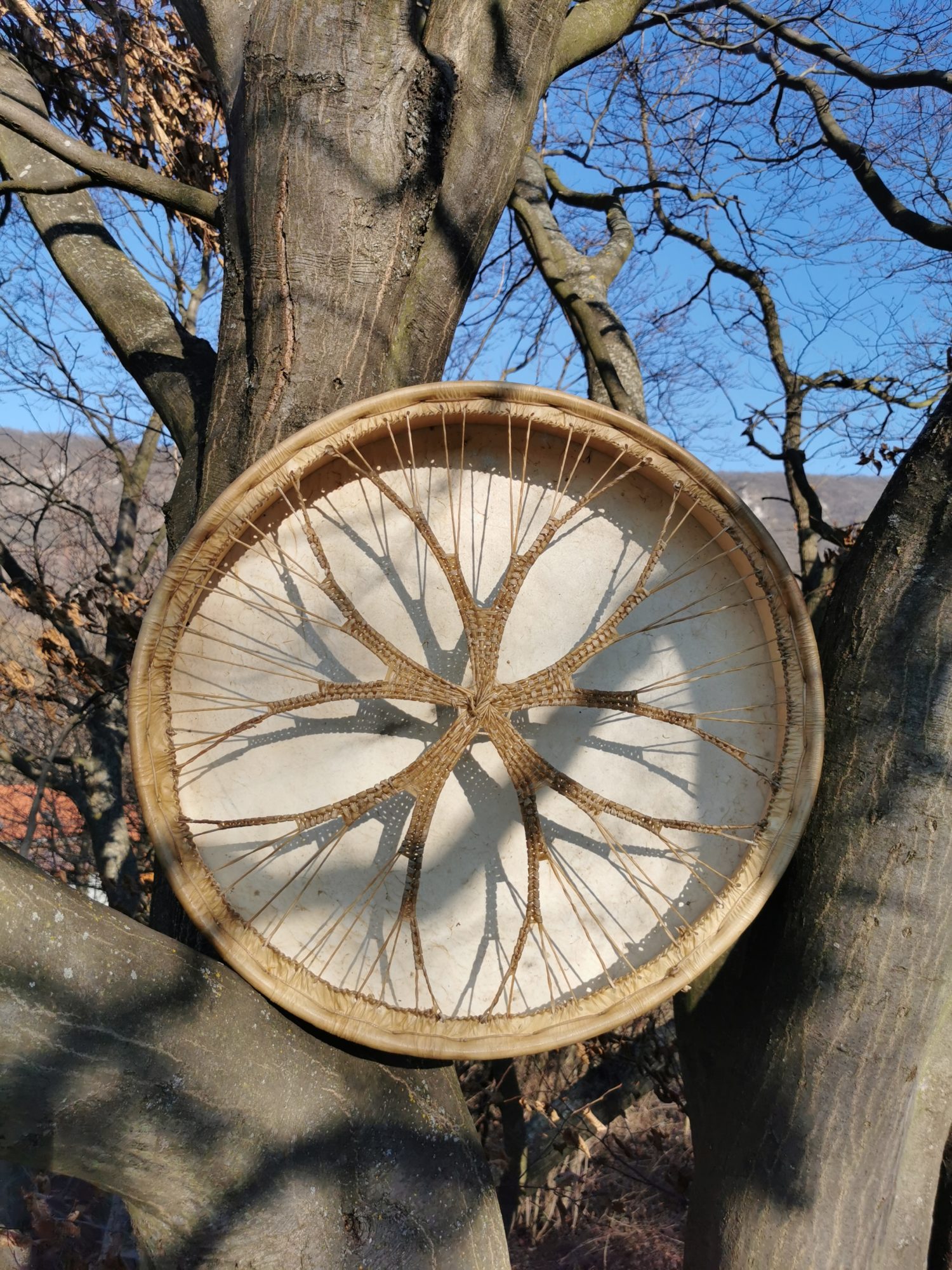 24" Shaman Drum - Red Deer Hide - Traditional Shamanic Instrument - Medicine Drum