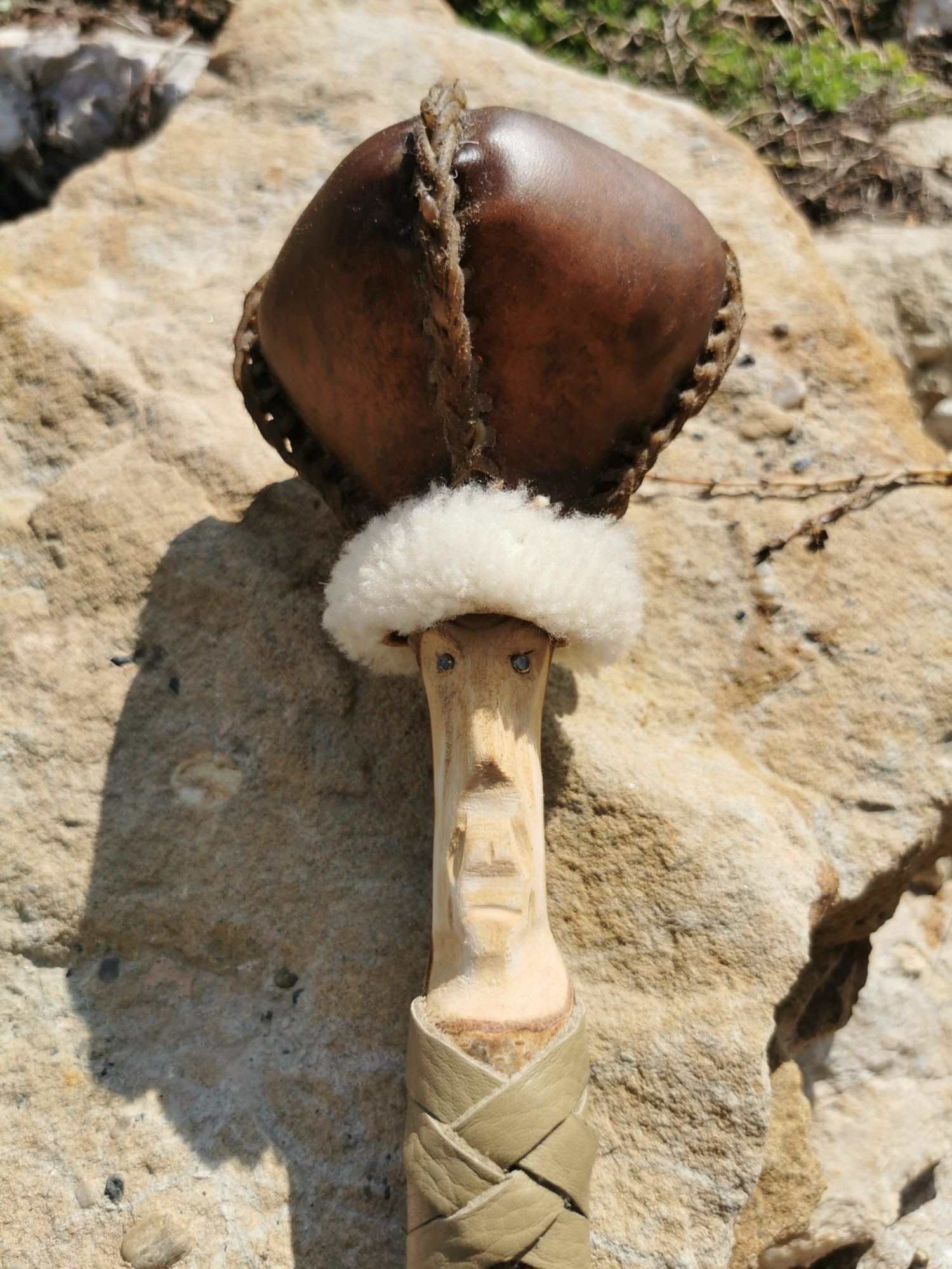 Shamanic Rattle - Shaker - Rawhide Rattle - Horse Hide Rattle - Shamanic tool - Shipping Included - Image 4