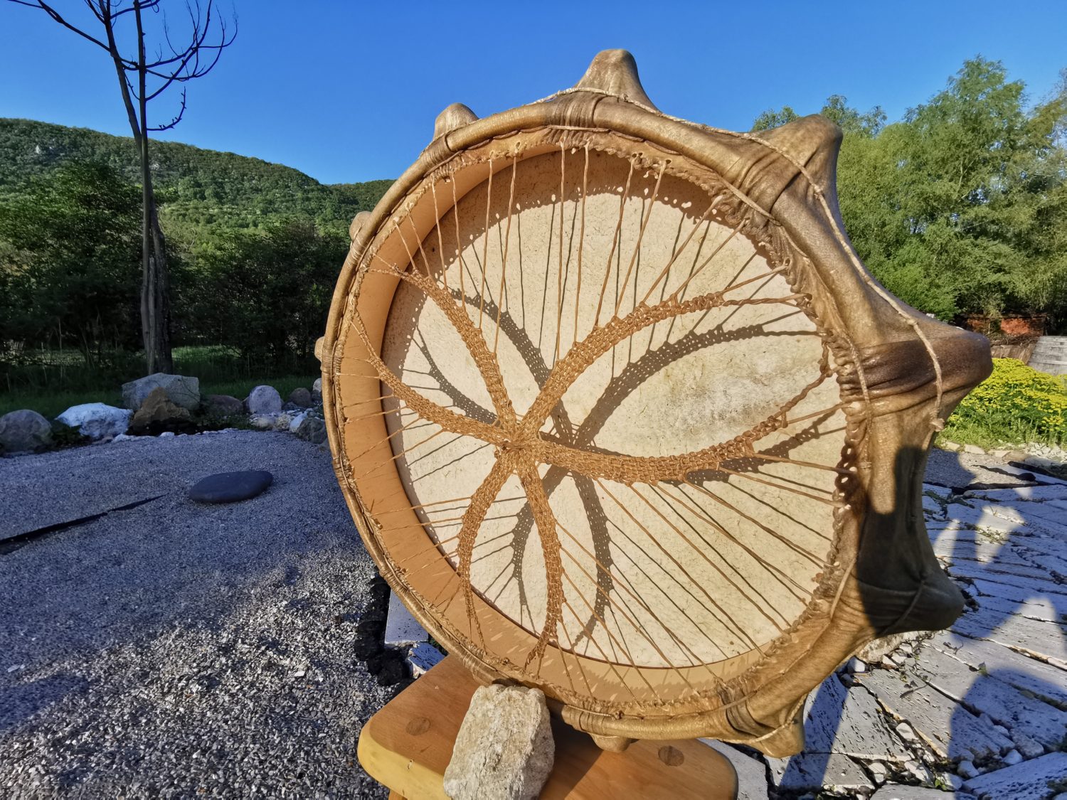 24" Shaman Drum - Goat Hide - Traditional Shamanic Instrument - Medicine Drum - Image 6