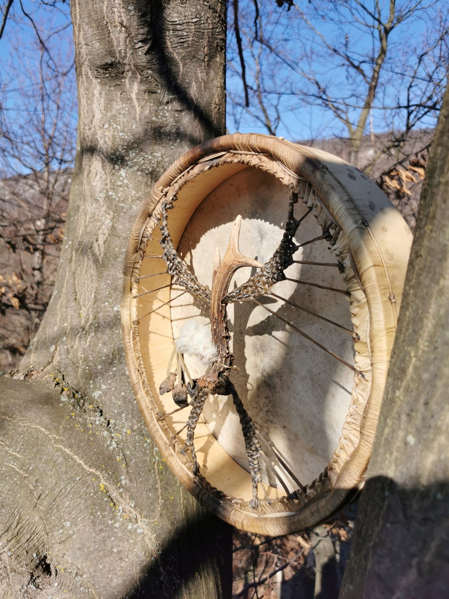 13" Goat Hide Shaman Drum - Traditional Shaman Drum - Medicine Drum - Travel Drum - Image 2