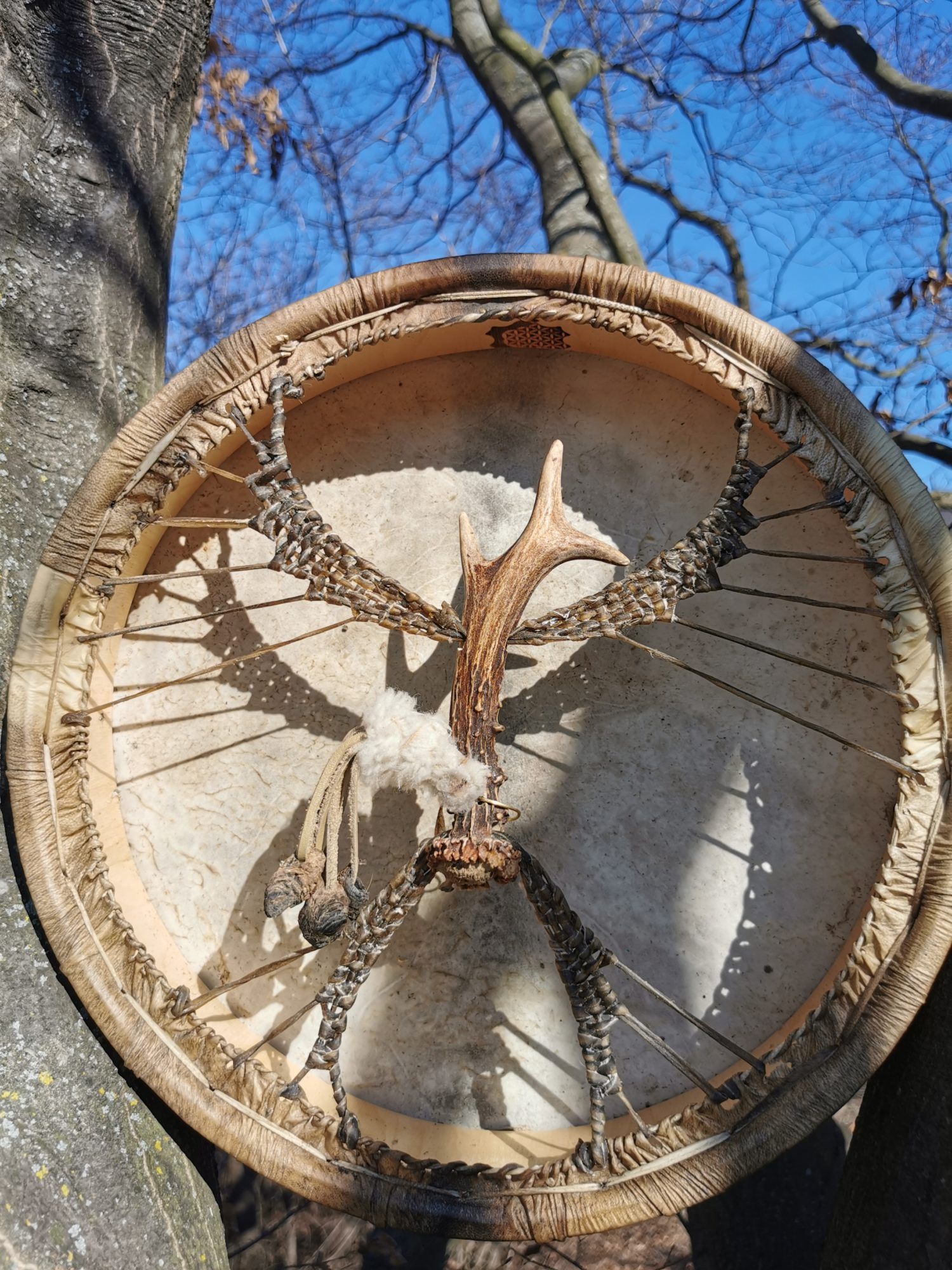 13" Goat Hide Shaman Drum - Traditional Shaman Drum - Medicine Drum - Travel Drum - Image 4