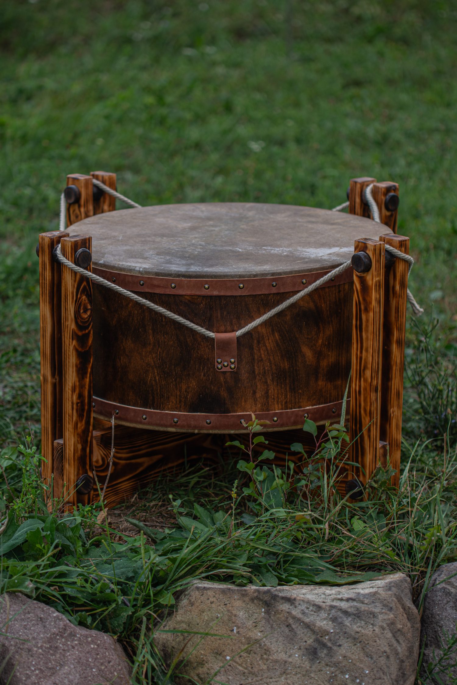 24" Powwow - Ceremonial Drum - Double Headed Shamanic Drum - Dama Deer Hide - Image 6