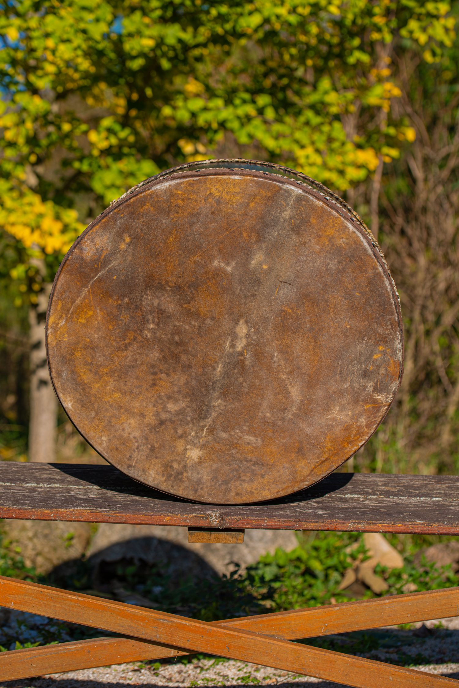 24" - Ceremonial Drum - Double Headed Shamanic Drum - Dama Deer Hide - Image 4