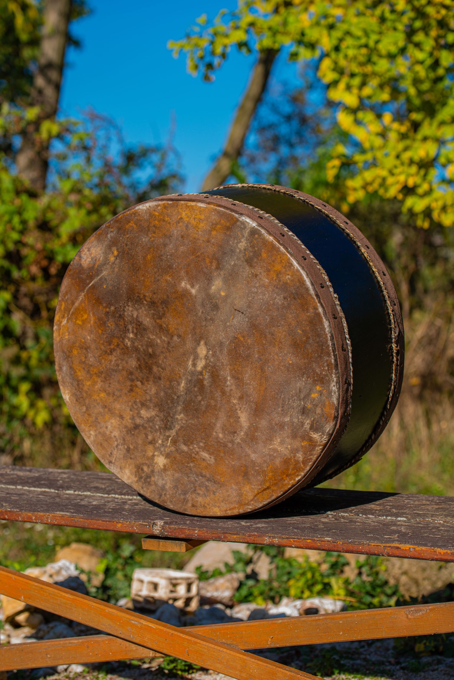 24" - Ceremonial Drum - Double Headed Shamanic Drum - Dama Deer Hide - Image 3