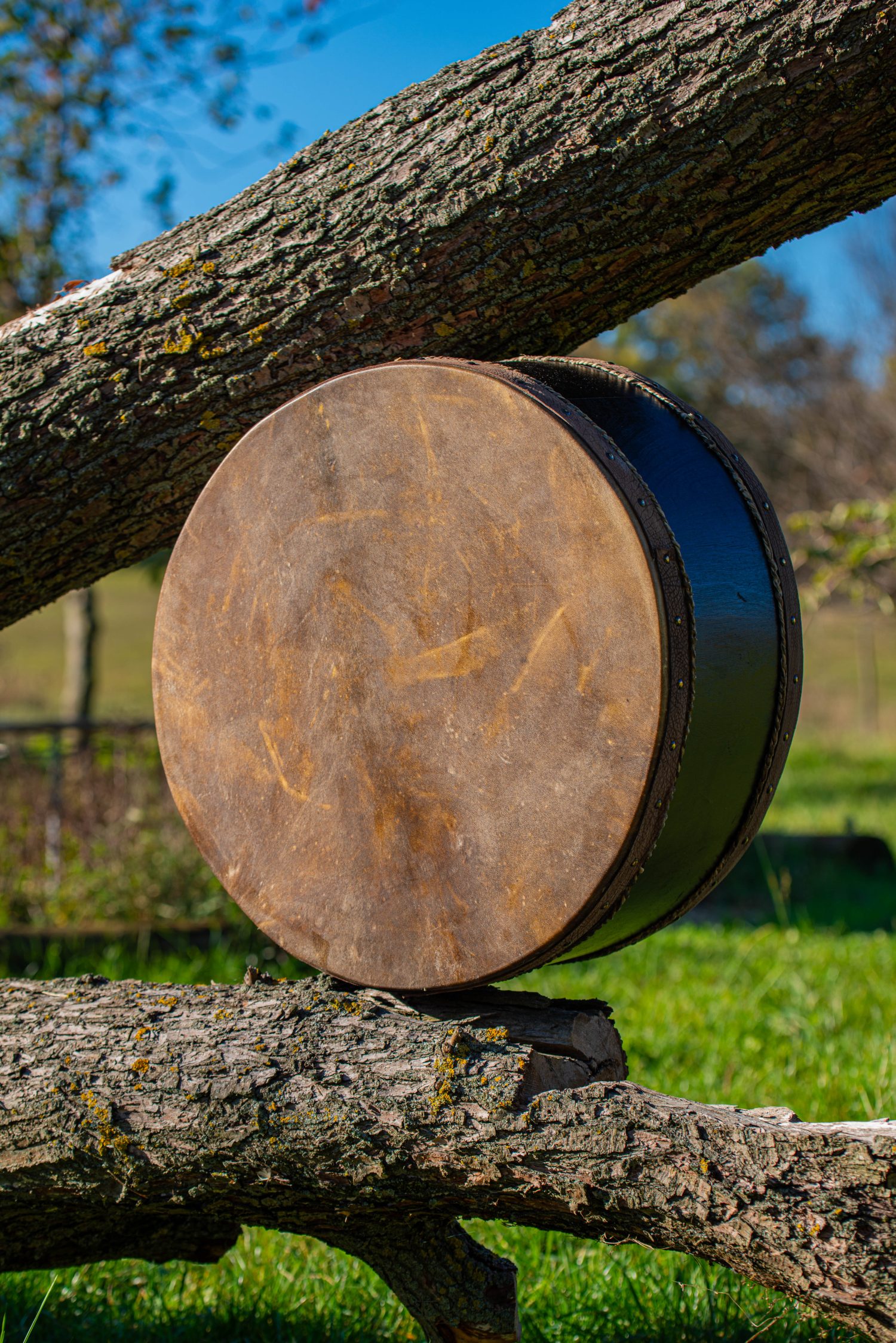 24" - Ceremonial Drum - Double Headed Shamanic Drum - Dama Deer Hide - Image 5