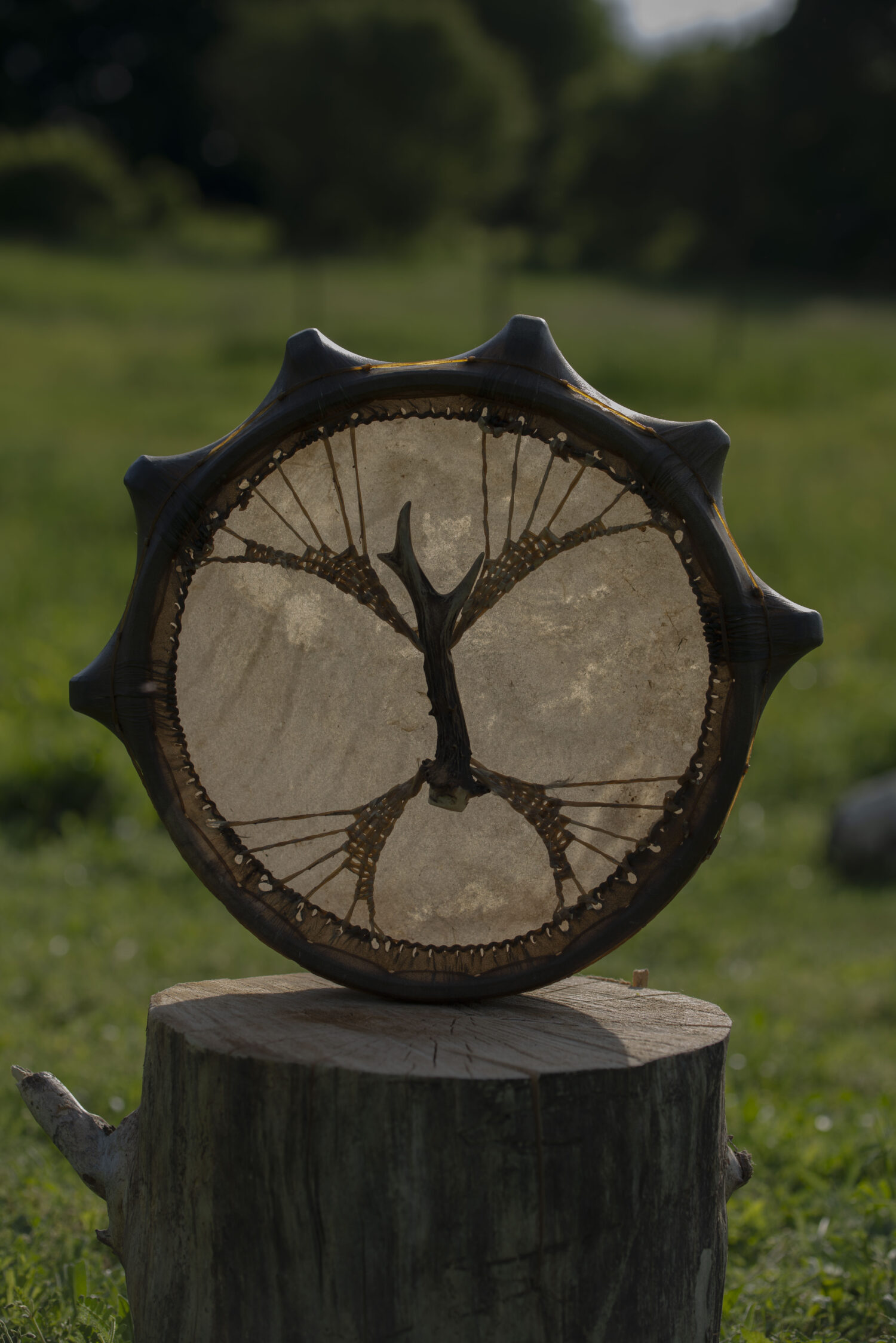 13" Handcrafted Shaman Drum - Natural Sheep Hide Shamanic Drum- Shamanic Tool - Image 4