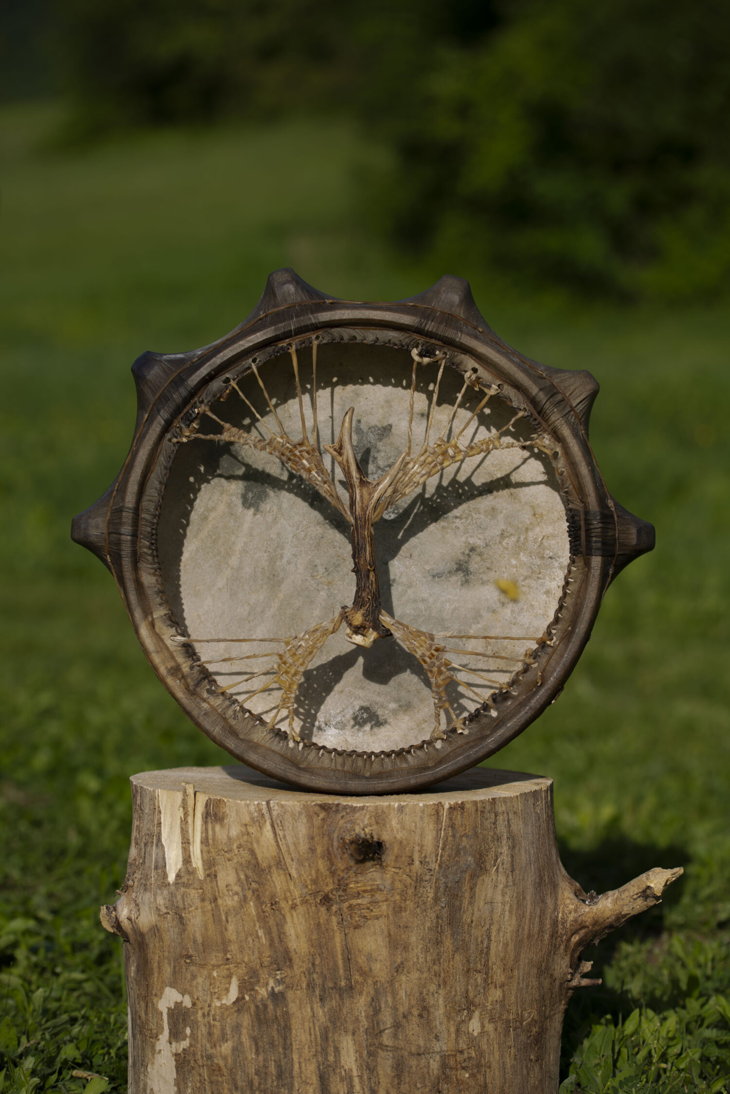 13" Handcrafted Shaman Drum - Natural Sheep Hide Shamanic Drum- Shamanic Tool - Image 6