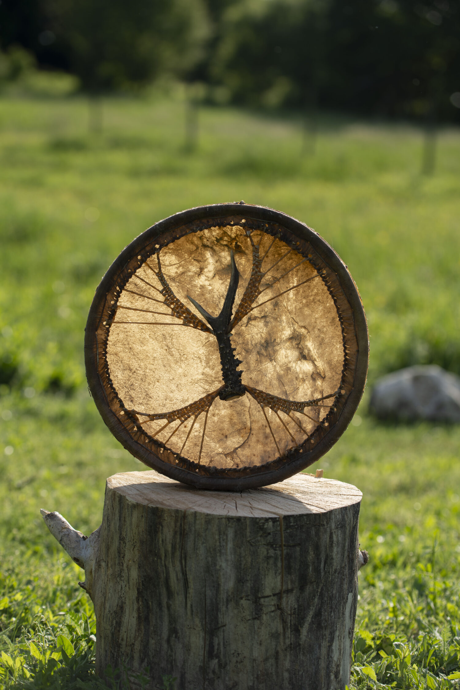 13" Handcrafted Shaman Drum - Natural Goat Hide Shamanic Drum- Shamanic Tool - Image 5