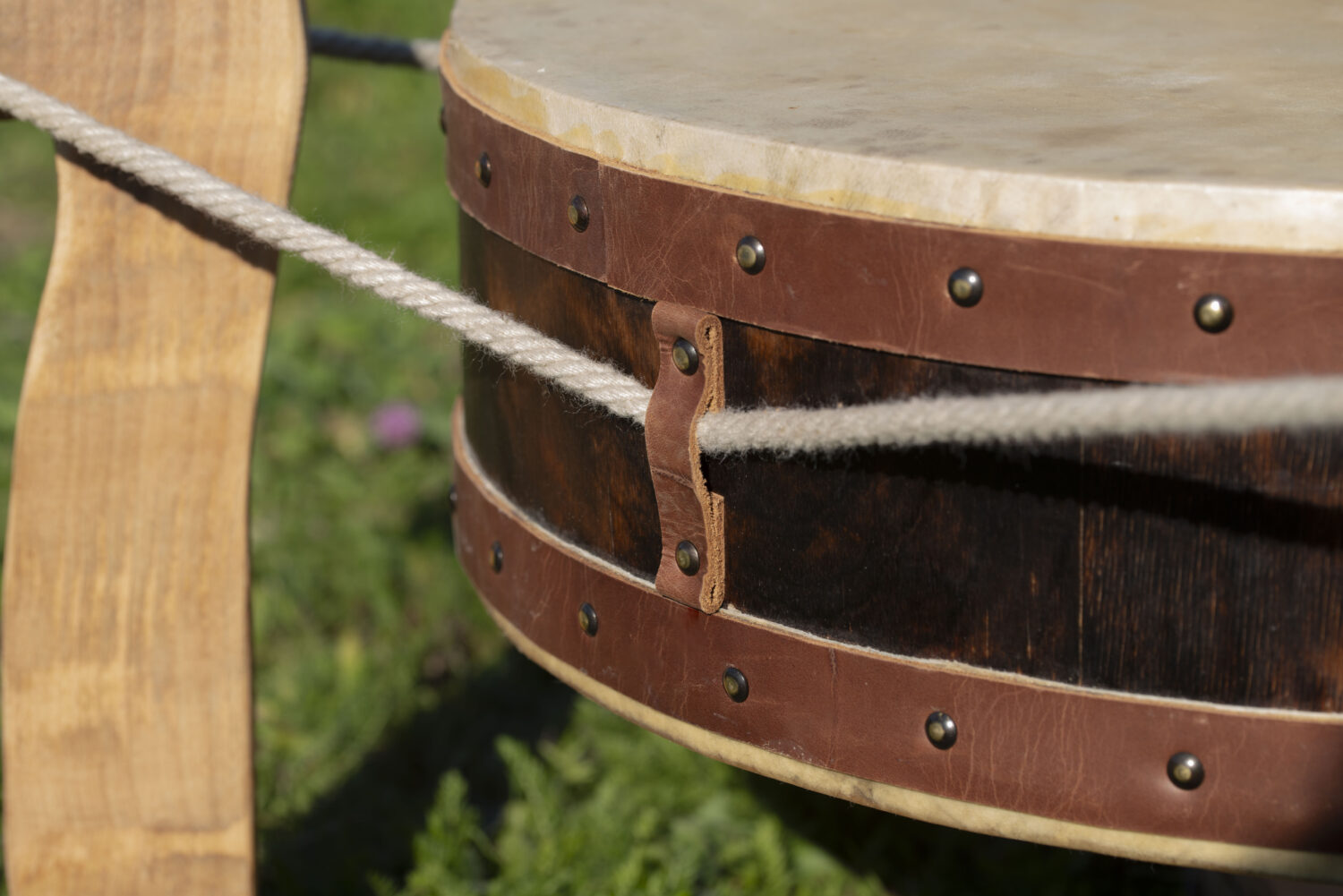 20" Ceremonial Drum - Double Headed Shamanic Drum - Goat Hide - Image 3