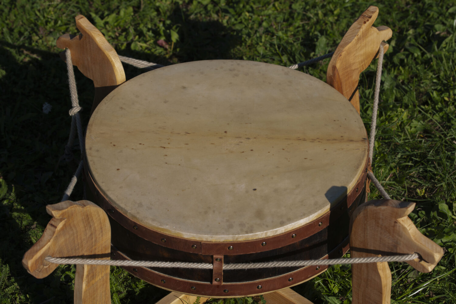 20" Ceremonial Drum - Double Headed Shamanic Drum - Goat Hide - Image 6