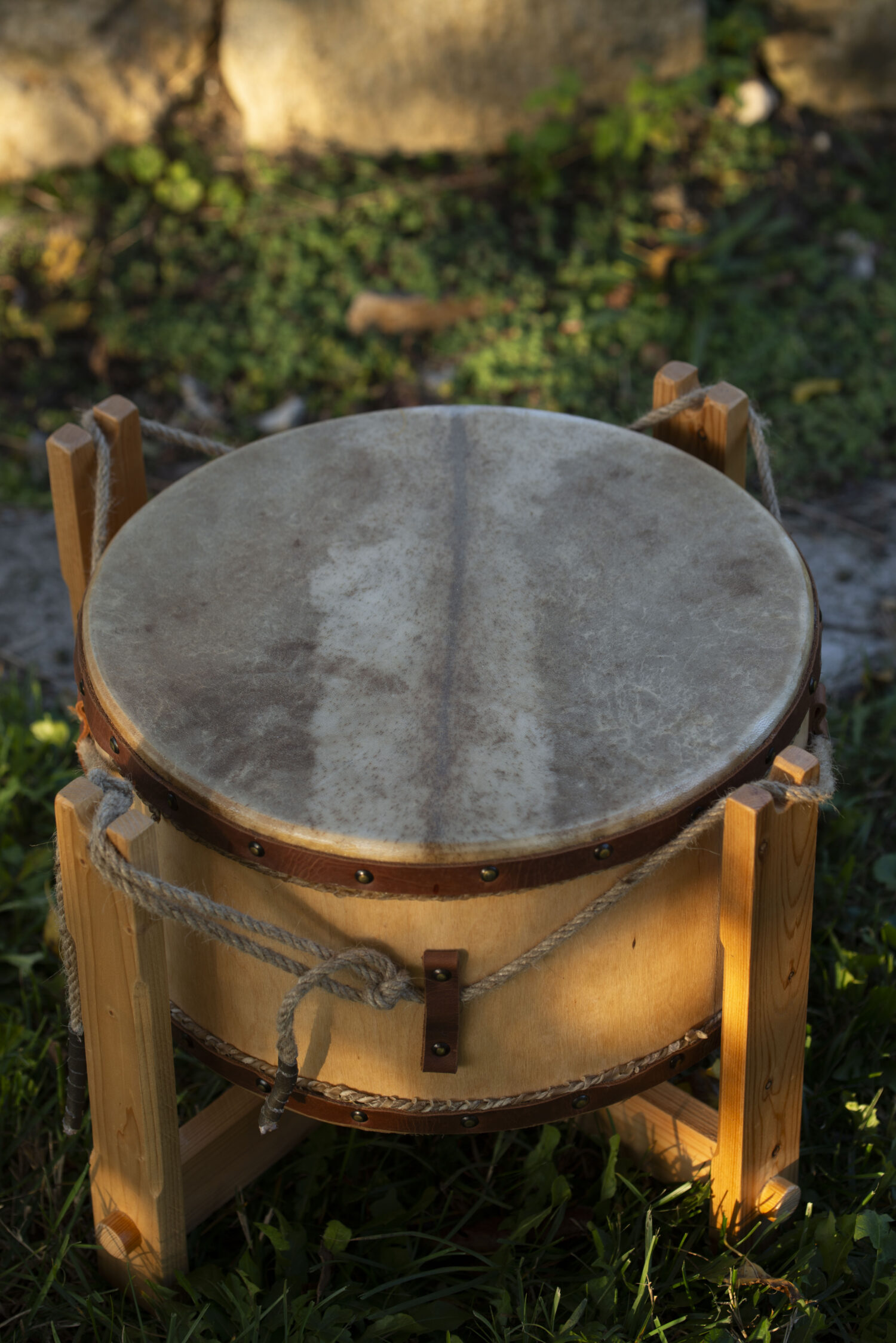 13" Ceremonial Drum - Double Headed Shamanic Drum - Deer Hide