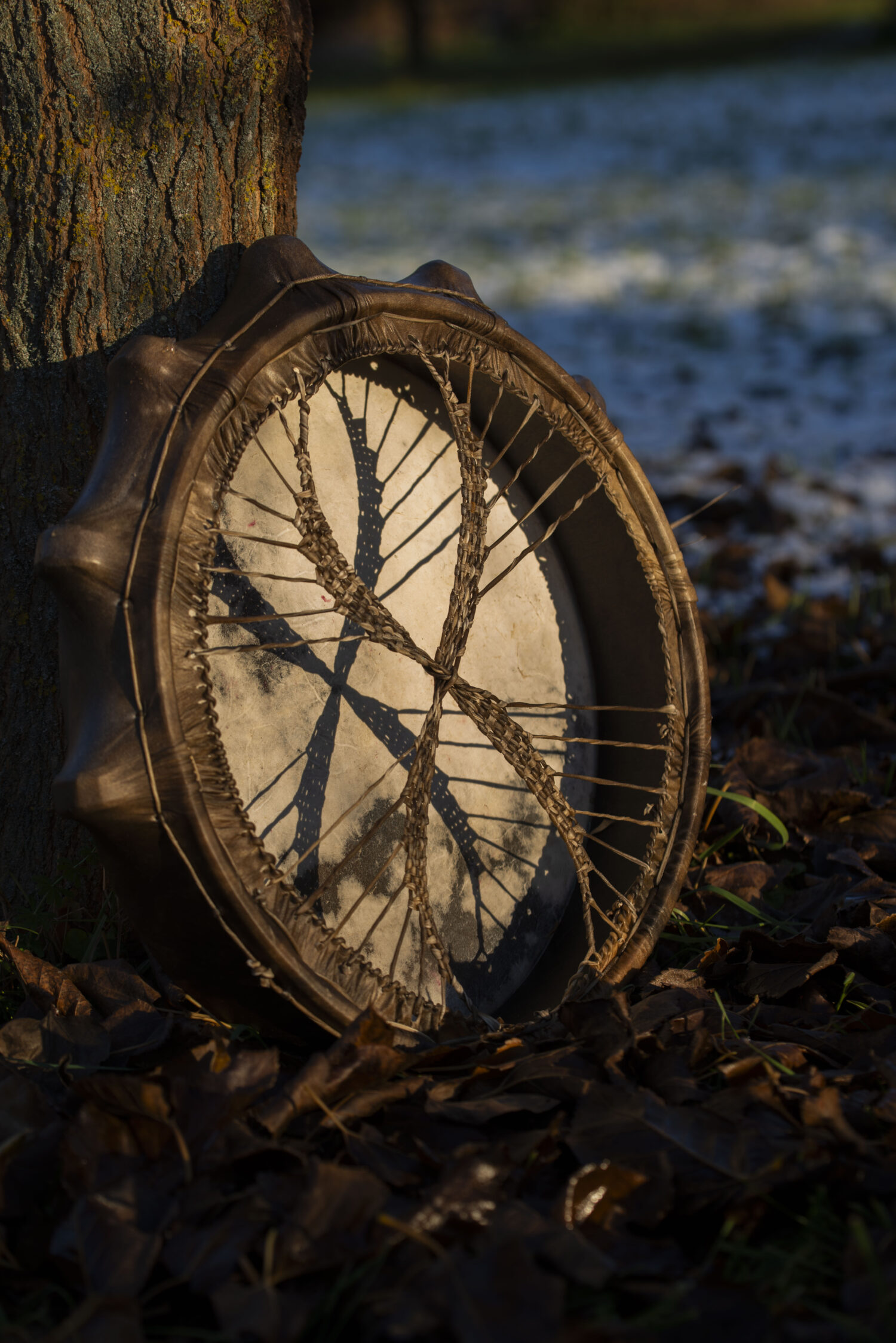 18" Handmade Shaman Drum - Deer Hide - Traditional Shamanic Instrument - Medicine Drum - Image 8