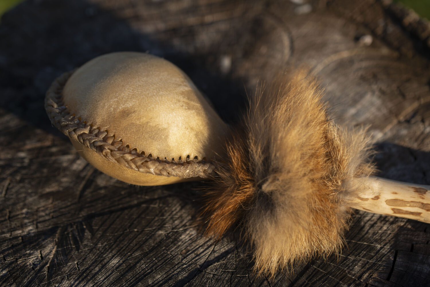 Shamanic Rattle - Shaker - Rawhide Rattle - Wild Boar Hide Rattle - Shamanic tool - Shipping Included - Image 7