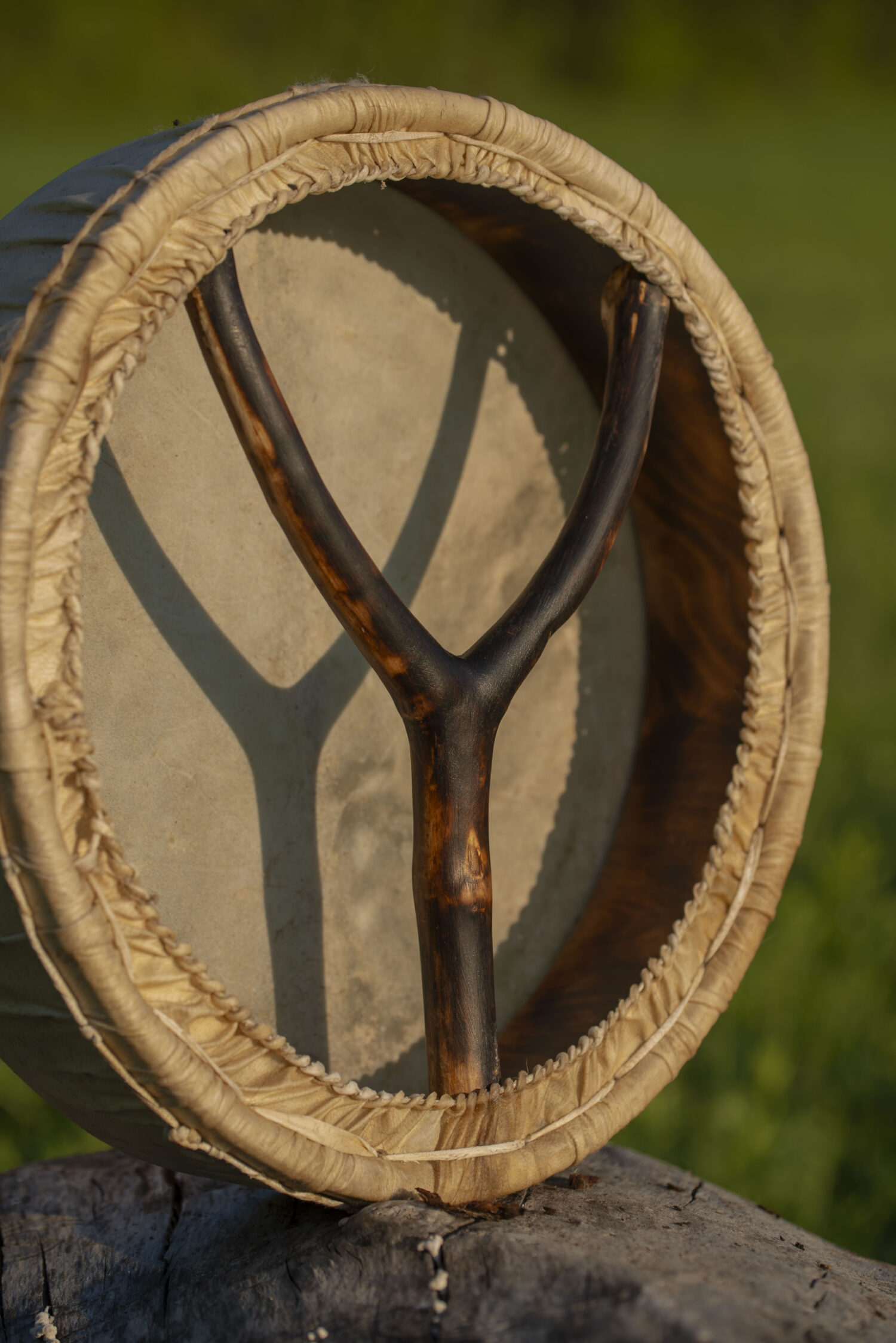 13" Handcrafted Shaman Drum - Goat Hide- Shamanic Tool - Image 4